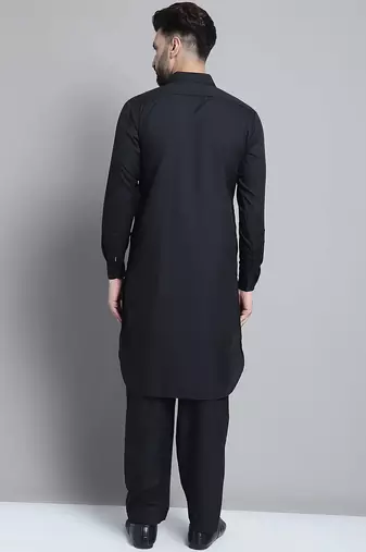 Classic black pure cotton kurta pajama set