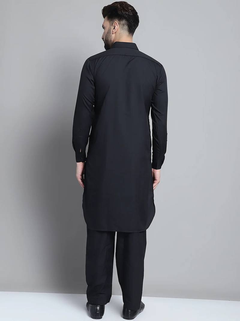Classic black pure cotton kurta pajama set