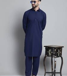 Classic navy blue pure cotton kurta pajama set