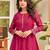 Floral Embroidered Thread Work Chanderi Cotton A-Line Kurta With Palazzos
