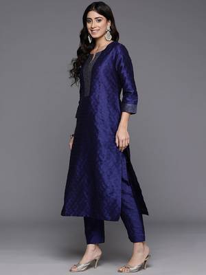 Woven Design Zari Kurta with Trousers & Dupatta 6