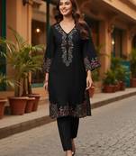 Women Embroidered V-Neck Pure Cotton Kurta Sets