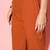 Rust Flared Sleeve Organza detailed V Neck Textured Kurta with Palazzo