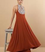 Women Ethnic Motifs Embroidered Panelled Georgette Kurta with Palazzos