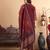Floral Printed Sequinned Chanderi Straight Kurta with Trousers & Dupatta
