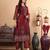 Floral Printed Sequinned Chanderi Straight Kurta with Trousers & Dupatta