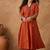 Yoke Design Pleated Thread Work V-Neck A-line Kurta With Trousers