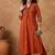 Yoke Design Pleated Thread Work V-Neck A-line Kurta With Trousers