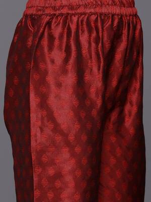 Maroon Zari Work textured Kurta with Trouser and Printed Dupatta 3