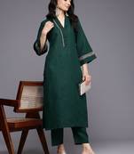 Ethnic Motifs Embroidered Thread Work Republic Day Kurta with Trousers