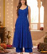 Women Leheriya Printed Empire Gotta Patti Kurta with Palazzos