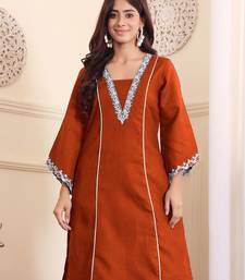 V-Neck Embroidered Thread Work Straight Kurta With Trousers