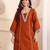 V-Neck Embroidered Thread Work Straight Kurta With Trousers