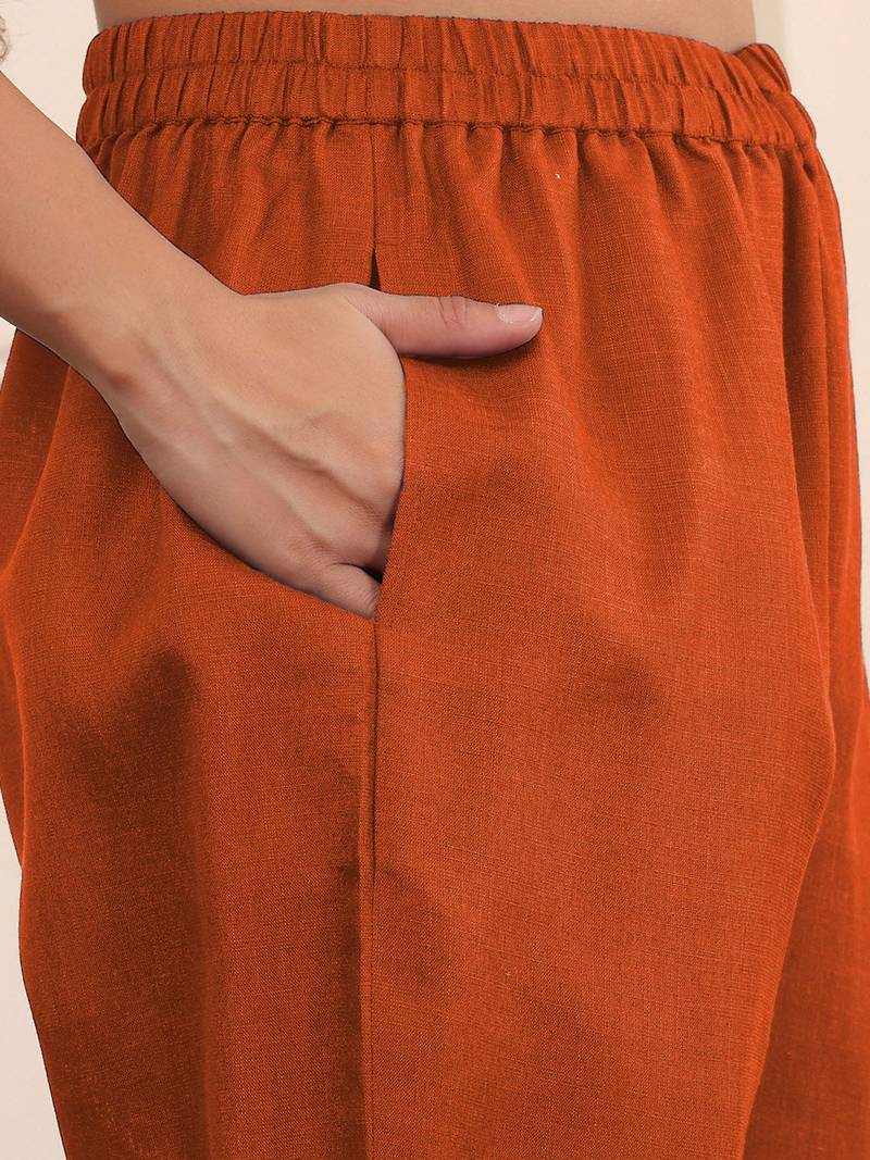 V-Neck Embroidered Thread Work Straight Kurta With Trousers