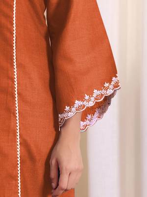 V-Neck Embroidered Thread Work Straight Kurta With Trousers 6
