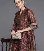 Women Floral Printed Regular Chanderi Silk Kurta with Trousers & With Dupatta