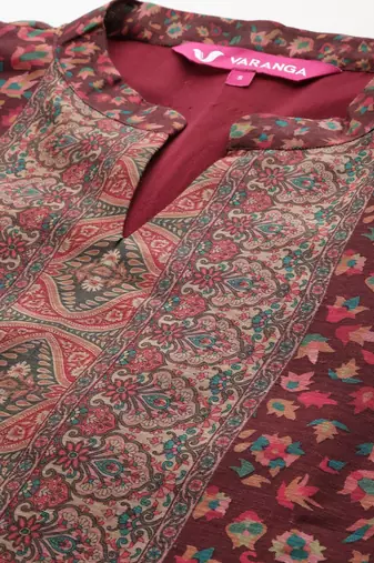 Women Floral Printed Regular Chanderi Silk Kurta with Trousers & With Dupatta