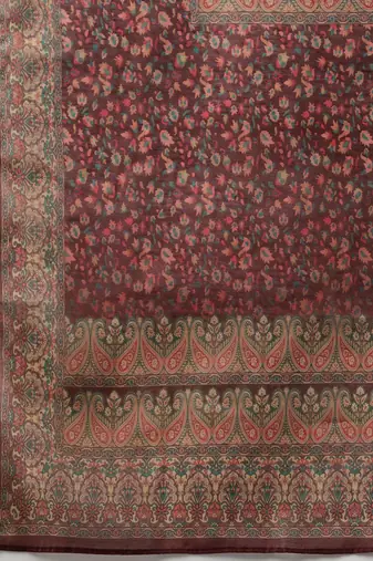 Women Floral Printed Regular Chanderi Silk Kurta with Trousers & With Dupatta