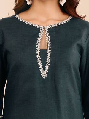 Embroidered Straight Sequinned Kurta with Palazzos 3