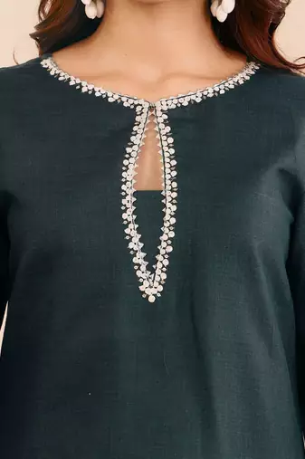 Embroidered Straight Sequinned Kurta with Palazzos