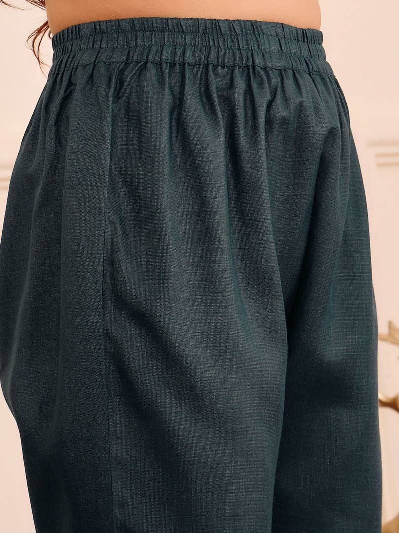 Embroidered Straight Sequinned Kurta with Palazzos