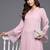 Pink Flared Sleeve Organza detailed Solid Kurta & Palazzo