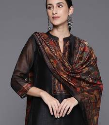 Women Printed Regular Chanderi Silk Kurta with Trousers & Dupatta