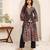 Floral Printed V-Neck A-Line Chanderi Straight Kurta with Trousers