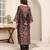 Floral Printed V-Neck A-Line Chanderi Straight Kurta with Trousers