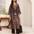 Floral Printed V-Neck A-Line Chanderi Straight Kurta with Trousers