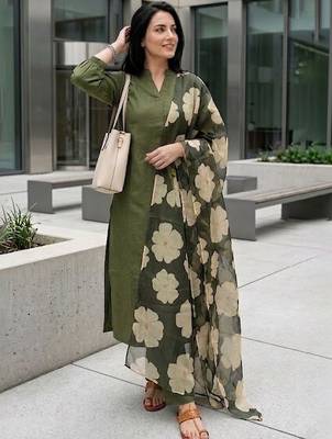 Women Regular Kurta with Trousers & With Dupatta 1