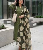Women Regular Kurta with Trousers & With Dupatta