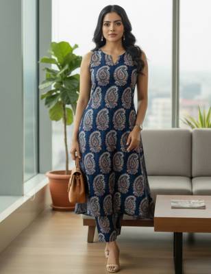 Women Paisley Printed Regular Kurta with Trousers 1