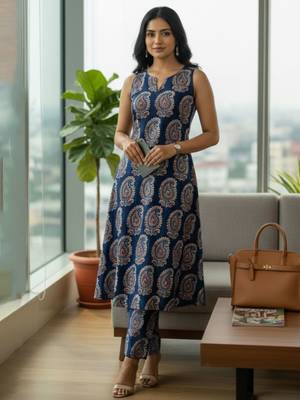 Women Paisley Printed Regular Kurta with Trousers 4