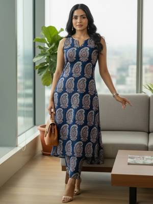 Women Paisley Printed Regular Kurta with Trousers 5