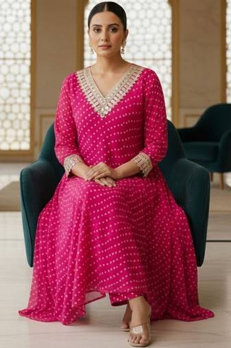 Women Ethnic Motifs Printed Regular Gotta Patti Kurta with Trousers