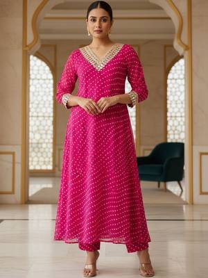 Women Ethnic Motifs Printed Regular Gotta Patti Kurta with Trousers 2