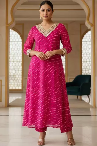 Women Ethnic Motifs Printed Regular Gotta Patti Kurta with Trousers