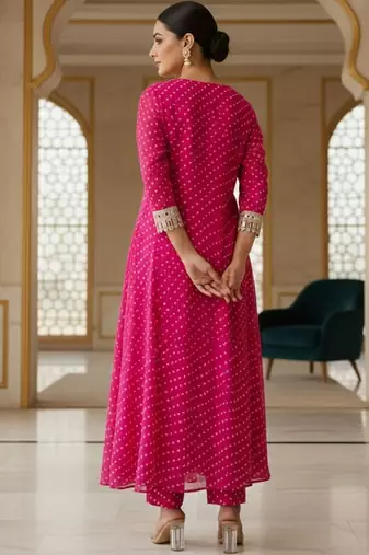 Women Ethnic Motifs Printed Regular Gotta Patti Kurta with Trousers