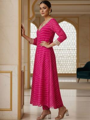 Women Ethnic Motifs Printed Regular Gotta Patti Kurta with Trousers 5