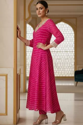 Women Ethnic Motifs Printed Regular Gotta Patti Kurta with Trousers