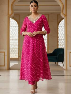Women Ethnic Motifs Printed Regular Gotta Patti Kurta with Trousers 6