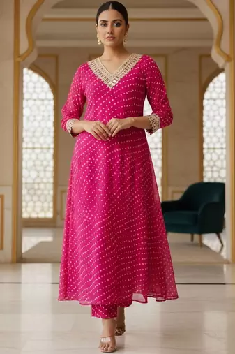 Women Ethnic Motifs Printed Regular Gotta Patti Kurta with Trousers