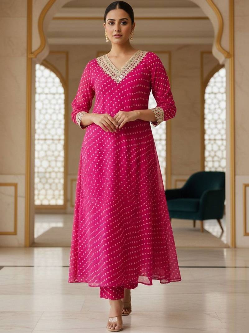 Women Ethnic Motifs Printed Regular Gotta Patti Kurta with Trousers