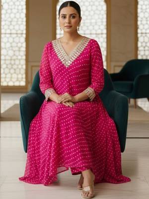 Women Ethnic Motifs Printed Regular Gotta Patti Kurta with Trousers 7