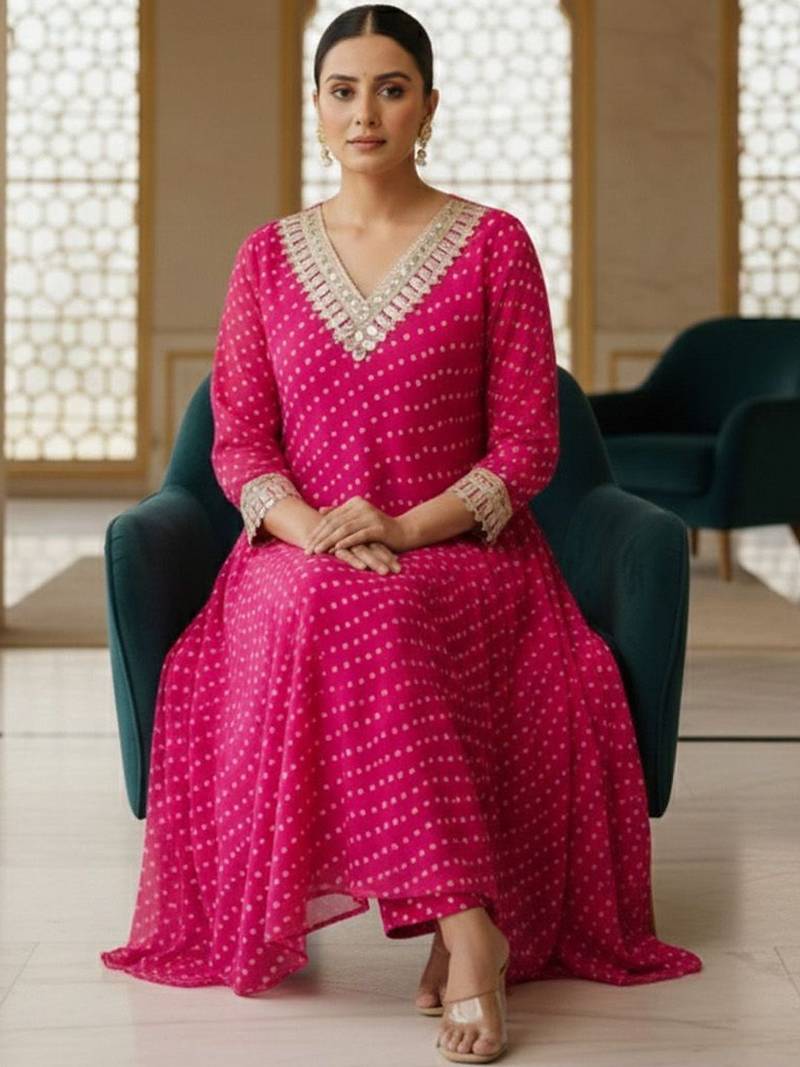 Women Ethnic Motifs Printed Regular Gotta Patti Kurta with Trousers