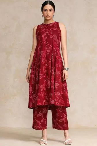 Women Ethnic Motifs Printed Regular Pure Cotton Kurta with Trousers