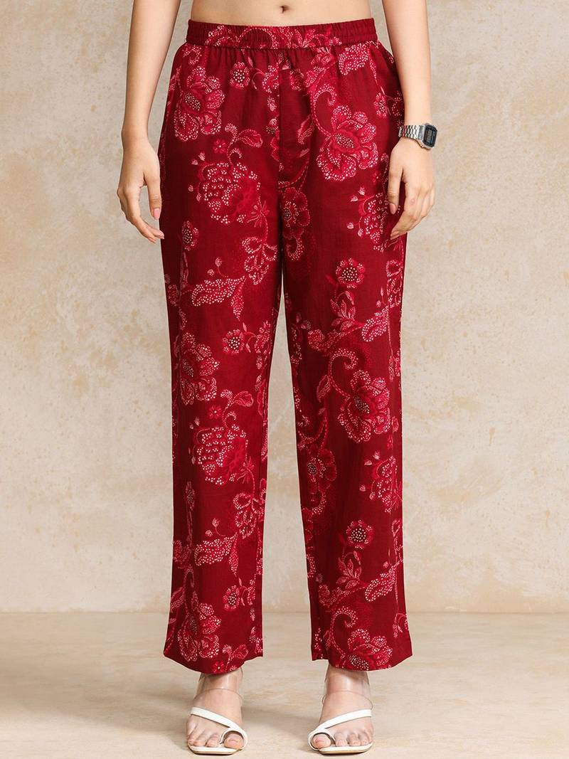Women Ethnic Motifs Printed Regular Pure Cotton Kurta with Trousers