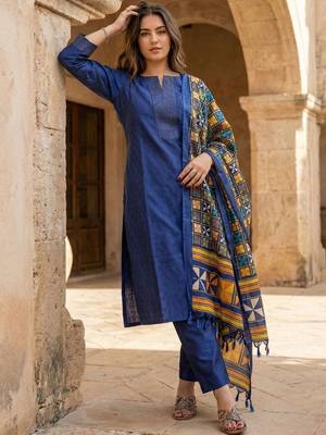 Women Regular Kurta with Trousers & With Dupatta 1