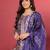 Purple Floral Printed Beads and Stones Chanderi Kurta with Trousers & Dupatta